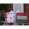 10 cotton bags, cotton bags in white with red reindeer