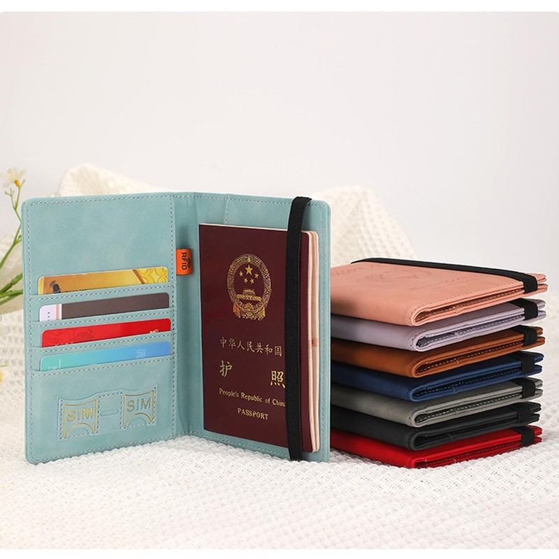 JIEOU Passport Holder Cover Case, PU Leather Passport Protector, Travel