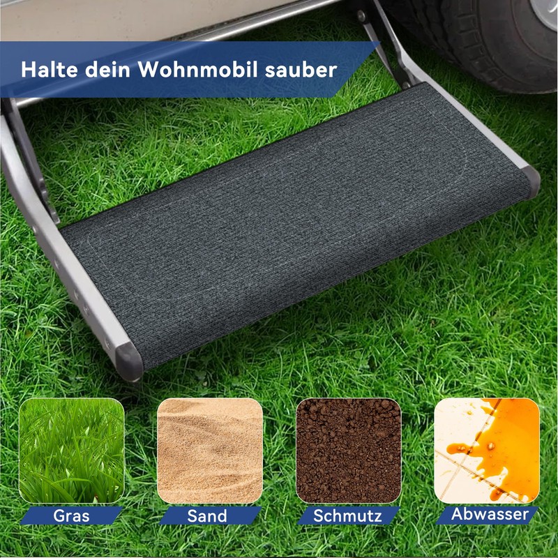 EFEALL Motorhome Step Doormat, Buckle Closure, Adjustable Carpet, Step RV,