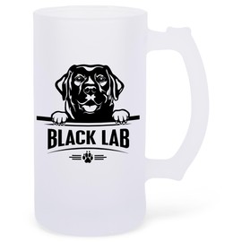 100 North Black Lab Frosted Matte 16 Ounce Glass Beer Mug Stein Craft Drinking Companion