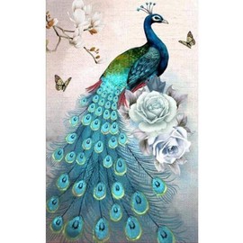 5D DIY Diamond Art Painting Kits for Adults Kids, Full Drill Peacock Embroidery Cross Stitch Arts and Crafts Pictures, Canvas Crystal Rhinestone Diamond Paints Kits for Home Wall Decor-30x40cm