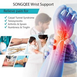 SONGQEE Carpal Tunnel Wrist Support Brace With 2 Metal Splints Left Hand for Men Women, Wrist Splint Stabilizer Hand Support Help Relieve Carpal Tunnel Pain Arthritis Tendonitis RSI Sprains (Black-L)