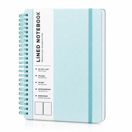 Light Green Lined Spiral Journal Notebook with 160 Pages, 8×5.7in, A5 Spiral Notebook, Journaling Notebooks for Work, School, Women, Men, College Ruled Spiral Notebook, Hardcover Leather Journals