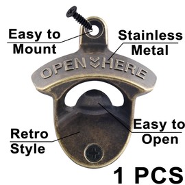 HAIICEN Wall Mounted Bottle Cap Opener Antique Bronze, Retro Beer Bottle Top Opener Post Mounted for BBQ KTV Kitchen