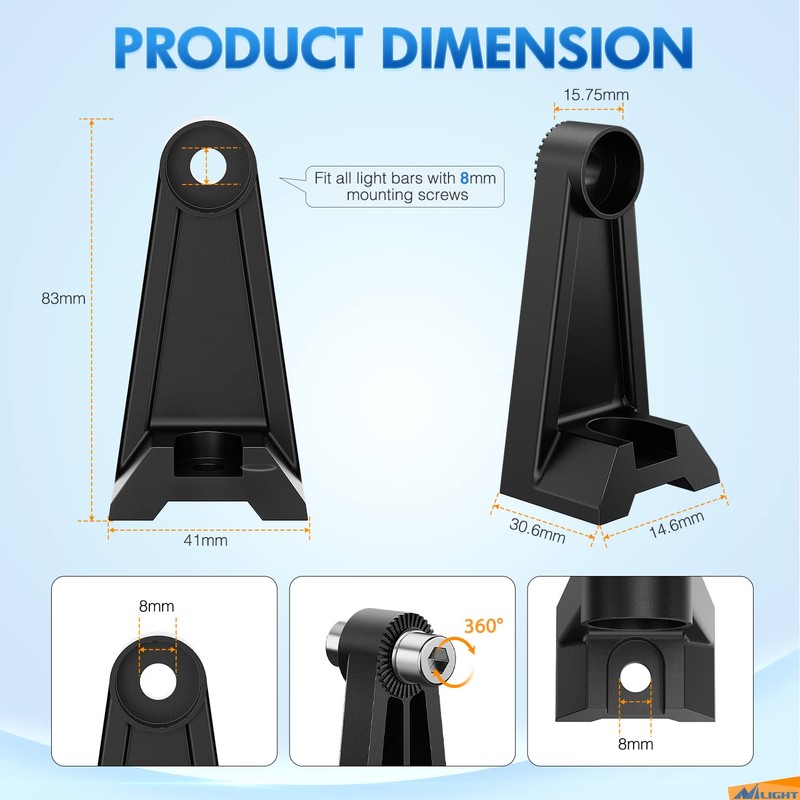 Nilight 2PCS Side-Mounted Brackets Universal Adjustable Mounting Brackets for LED