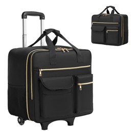 seyfocnia Rolling Laptop Bag,Rolling Briefcase for Women Detachable Trolley Computer Bag with Wheels Roller Bag for Work Travel College Business Wheeled Laptop Briefcase for Women Men Black