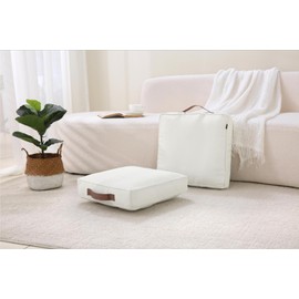 Volple Large Floor Pillow Meditation Cushion Square Floor Cushions for Adults,Premium Washable Outdoor Cushions Seat-Yoga Pillows for Sitting on Floor 18" Ivory