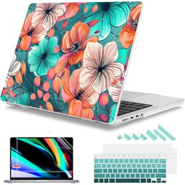 Mektron Case for 2024 MacBook Pro 16" M4 A3403 A3186 Fits M3 A2991 M2 A2780 M1 A2485 (2021/2033) Pro/Max Chips with Touch ID, Hard Shell Plastic Laptop Cover Keyboard Cover, Flowers C126