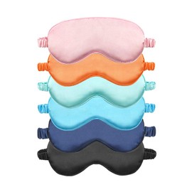 EleCharm Silk Satin Eye Mask Color Assorted 6-Pack Smooth Sleeping Mask Eye Shade