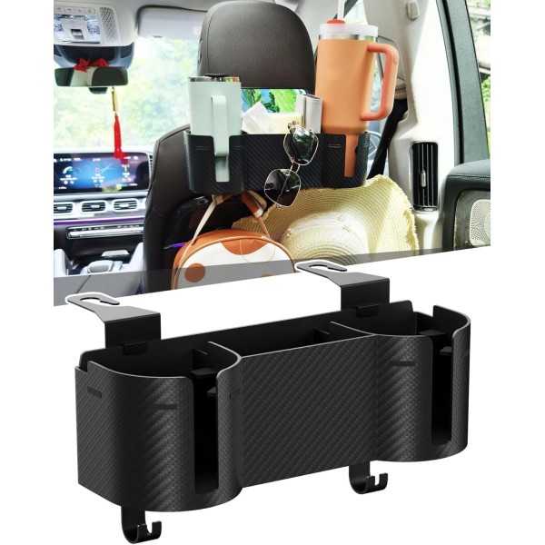 Branded Car Headrest Backseat Cup Holder 3.7" with Organizer, High