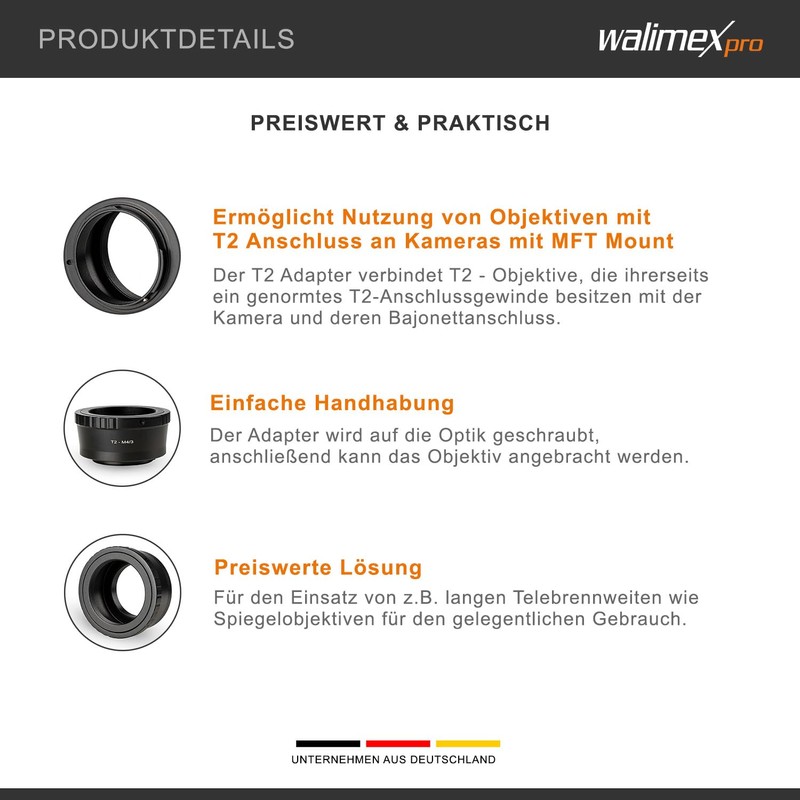 Walimex pro T2 Adapter for MFT Mount - Manual Focus