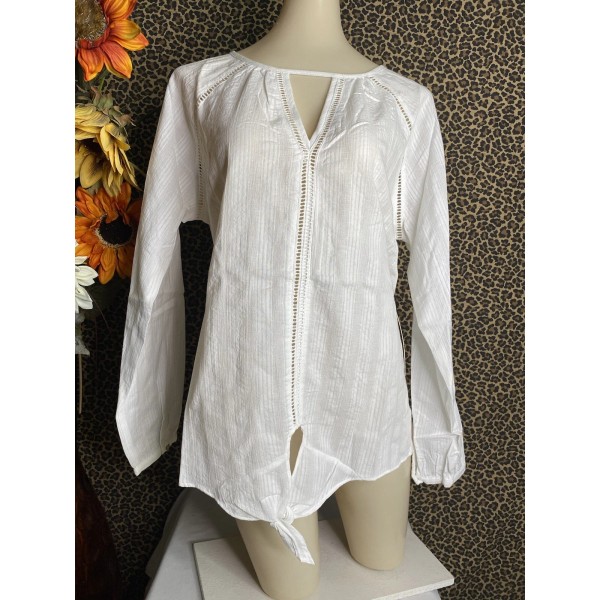 Doe & Rae 🦋DOE & RAE🦋White Long Sleeve keyhole Boho