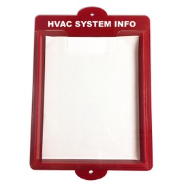 "HVAC System Info" Documents Box - 14" x 11" Red Acrylic Document/Paper Holder (HVAC)