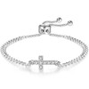 Apsvo Silver Cross Bracelet for Women Christian Religious Sideways Cross