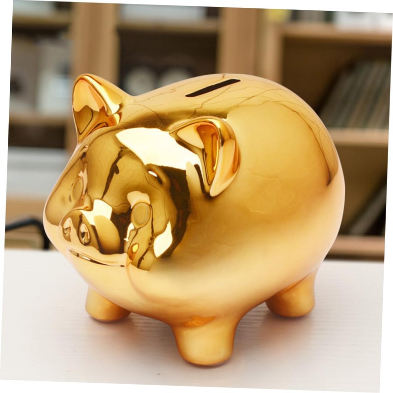 HONITANO Ceramic Piggy Bank Cute Pig-Shaped Money Box for Home