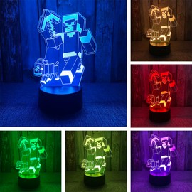 BIRBANN Minec Light, Minec Night Light, 3D Illusion Light, Minec Smart 7 Colours LED Lamp, Birthday Gift, Minec Gifts