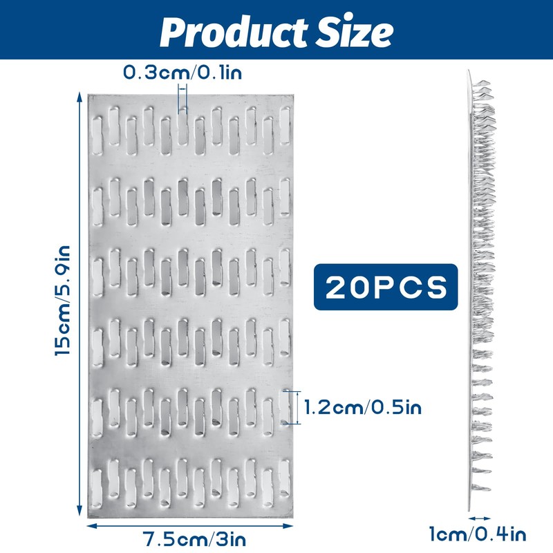 LOYORTY 20PCS Truss Plates, 3x6 Inch Pronged Truss Mending Plates,