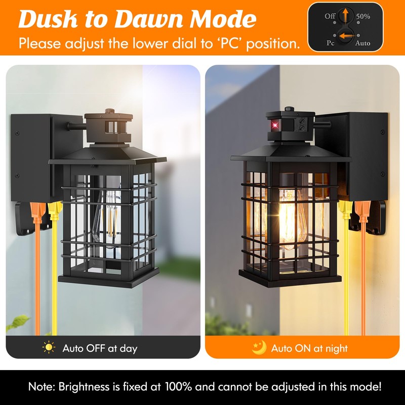 Kondras Kondras Motion Sensor Porch Light with GFCI Outlets, 11.4'