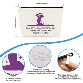 Gymnastics Lover Gift Inspirational Gift for Gymnast Makeup Bag for Women Gymnast Gift for Women Girls Cosmetic Bag Pouch Gymnastic Coach Gift Graduation Birthday Gift for Gymnastics Lover Gymnast