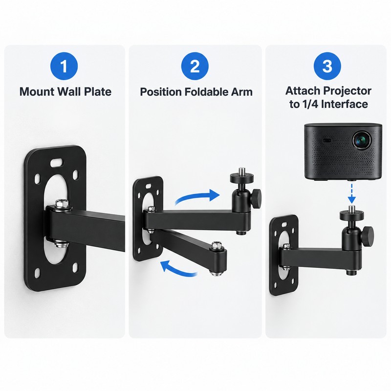 Foldable Projector Wall Mount for Home & Office – Adjustable
