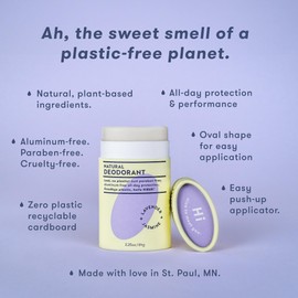 HiBAR 3-Pack Natural Deodorant Lavender & Jasmine Scent - Aluminum Free, Long-Lasting Odor Control, All-Day Coverage, Eco-Friendly, Arrowroot, Plastic-Free Deodorant, TSA Approved for Travel