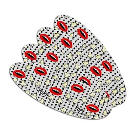 Pop Goes the Popcorn Mouths Lips Pattern Double-Sided Oval Nail File Emery Board Set 4 Pack