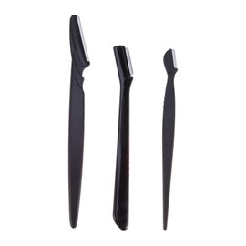 PACKOVE 3PCS Portable Eyebrow Shaper Set Stainless Steel Eyebrow Razors with Plastic Handle and Cover for Easy Makeup Application for Women