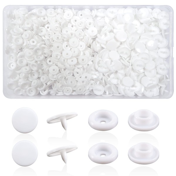 Toaob 150 Sets of Plastic Snap Buttons T5 12 mm White for Accessories Sewing Clothes DIY Craft Scrapbook
