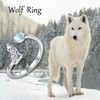 DAYLINLOVE Wolf Ring S925 Sterling Silver Adjustable Moonstone Open Ring
