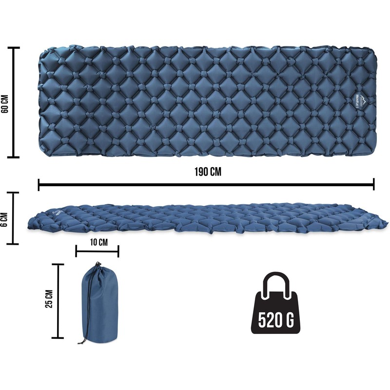 normani Quick Inflatable Camping Sleeping Mat, Ultralight, Small Pack Size,