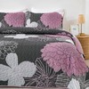 Pink Floral Quilts Set King Size - 3 Pieces Grey