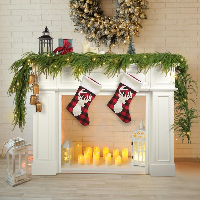 Fovths 1 Pack Christmas Norfolk Garlands Set 12 Feet Artificial