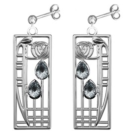 CHARLES RENNIE MACKINTOSH Silver Earrings - Lover. Jewellery gift box included. 393