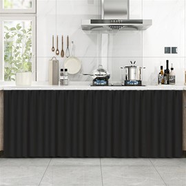 Liveinu Cabinet Curtains for Kitchen Waredore Bathroom Dust Proof Curtain for Shelves Wall Panel Hanging Doorway Noren Hook & Loop Install 15.6" W x 27" H Black