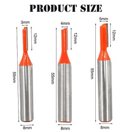 xlwen 8 mm Shank Groove Cutter Wood Cutter 3 Pieces Straight Cutter Set Wood Cutter Router Bit Professional Groove Cutter Standard for Wood 3 mm, 4 mm, 5 mm