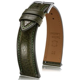 Getalia Italian leather Watch Band Tuscany Natural Vegetable-Tanned Full Grain Genuine Leather, Skin-Safe, Quick Release Replacement Watch Straps for Men and Women Thick and Soft (Olive: Width-20mm)