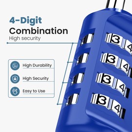 Sparkiva Combination Padlock with Code, 4 Digit Heavy Duty Padlock Weatherproof & Rust-Resistant 2 Pack Gym Locker Padlocks for School & Garage – Secure & Durable Code Padlock,Black & Blue