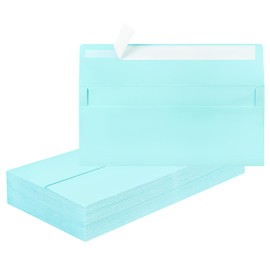 50 Pcs #10 Business Envelopes, Self Seal Standard Envelopes, Windowless Business Mailing Envelopes for Office, Checks, Letters, Invoices, Statements, Wedding, Size 4-1/8 x 9-1/2 inch (Light Blue）
