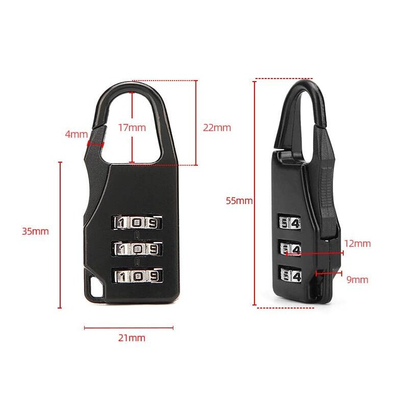 LATRAT 4 Pieces Combination Lock 3 Digit Combination Lock Zinc