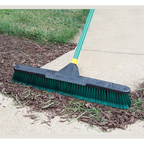 Quickie Bulldozer Smooth-surface Push Broom 24 inch, Black, Indoor and Outdoor Cleaning, Steel Handle, Professional-Grade, Sweep Home/Garage/Kitchen/Hallways (538)