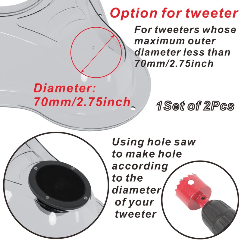 2PCS Speaker&Tweeter Boxes Universal for 6.5" Speakers for UTV ATV