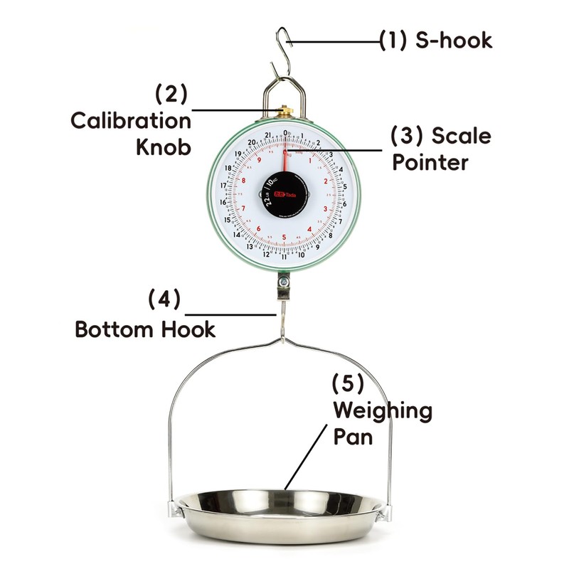 Tada 22LBS Double-Sided Display Mechanical Hanging Scale with Weighing Pan