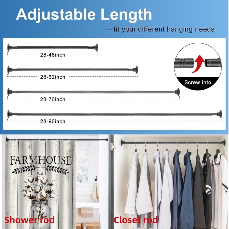 Heavy Duty Shower Curtain Rod - 28 to 48" Fixed