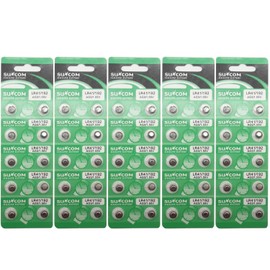 SUNCOM (50 pcs AG3 Alkaline 1.5V Button Cell Battery Single Use LR41 192 SR736 V36A 384 SR41SW Watch Toys Remotes Cameras