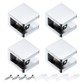 sourcing map Glass Shelf Bracket, Glass Clamp Clip Support with Screws Fit 8mm to 10mm (0.31" - 0.39") Thickness Glass Shelves, Bathroom Clip Holder Support Silver