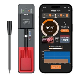 CHEFSMART I PREMIUM BLUETOOTH FOOD THERMOMETER: Compatible with ovens, air fryer, pan, grills, smoker, BBQ. 164ft range. USB Charging. Free APP for IOS & Android.