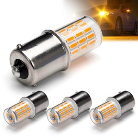 12 Volt 1156 BA15S Amber Yellow 1003 1141 7506 LED Bulbs, DC Bayonet Single Contact Base,AC10-24V DC10-30 volt LED Replacement for Car Truck Motorcycle RV Blinker Turn Signal Lights,Amber Yellow,4Pack