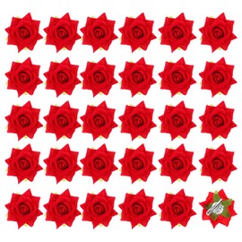 30 Pcs Red Rose Hair Clip, Red Roses Pin & Rose Brooch, 2.8" Floral Roses Flower Hair Clip for Women, Bridal, Wedding, Party