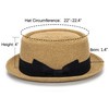 Pork-Pie-Hat-for-Men-Women Straw-Boater-Hat - Classic Boater Derby Sun Hats with Grosgrain