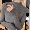 Ribbed Women's Half Polar Neck Polaroid Women's Knit Tee turtleneck white